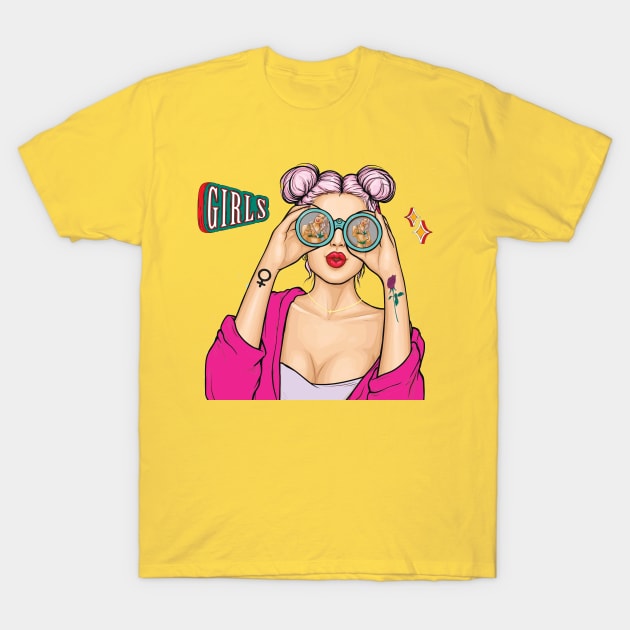 Girls Girls Girls T-Shirt by By Diane Maclaine